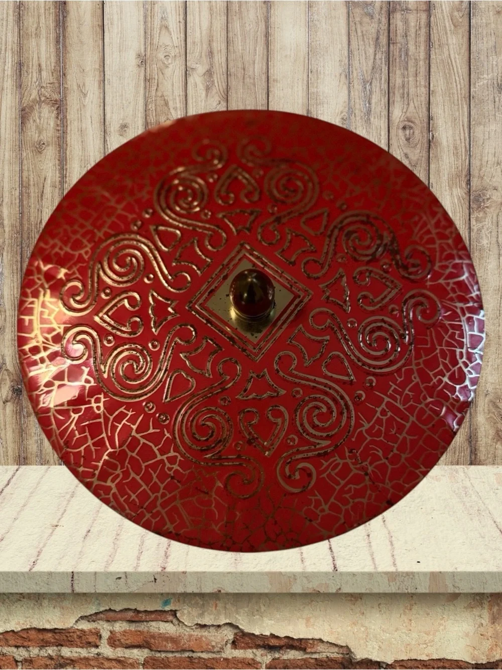 VTG:Daher 1950’s-1960’s Tin From England Crackle Finish/red & gold & gold knob